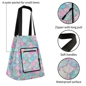 Wholesale Custom Printed Eco Friendly Recycle Reusable Polyester Grocery Bag <b>Handbag</b> Fabric Tote Shopping Bags - Product Image 2