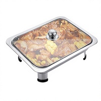 Chauffe-Plat Rectangulaire en Acier Inoxydable pour Buffet, Réchaud Alcoolisé, Polissage Miroir, Capacité 4L, 12 Heures, Idéal Hôtels