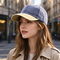 Topi Golf Baseball Kapas Cuci Khusus, Model Soft Crown 6 Panel, Pinggiran Kontras, Polos, Gaya Dad Hat untuk Turnamen Golf di Klub Golf