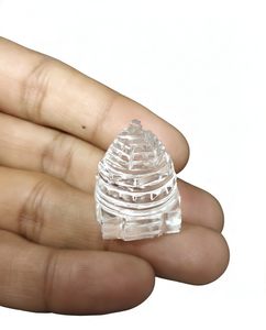 Figura de Cuarzo Transparente Natural con Shree Yantra, Tallada a Mano, Adorno Espiritual para el Hogar o Regalo - Product Image 1