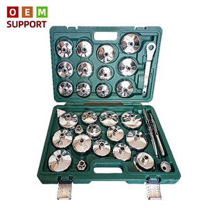 <span class=keywords><strong>Kit</strong></span> de clé à filtre à huile Karlion Heavy Duty Silver - Jeu <span class=keywords><strong>complet</strong></span> de douilles en acier avec poignée pour le changement universel de filtre à visser - Product Image 1