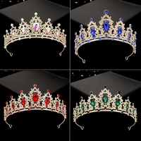 Couronne de reine moderne en alliage plaqué or de haute qualité avec strass sertis griffe, pour fiançailles, mariage, concours de beauté et événements formels