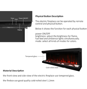 <span class=keywords><strong>Chimenea</strong></span> eléctrica de vista múltiple de vidrio empotrado o independiente de vidrio de llama artificial de alta calidad para pared de medios - Product Image 2