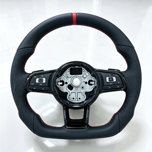 Volante de Cuero Personalizado para Automóvil <span class=keywords><strong>Volkswagen</strong></span> VW GTI Golf 6 7 7R 6R 5R MK6 MK7 MK7.5 GTI GTD <span class=keywords><strong>GTE</strong></span> <span class=keywords><strong>Passat</strong></span> Polo - Product Image 1