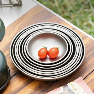 Assiette ronde en titane ultralégère portable avec logo personnalisé pour le camping, l'escalade, le barbecue, la randonnée et les pique-niques - Product Image 3