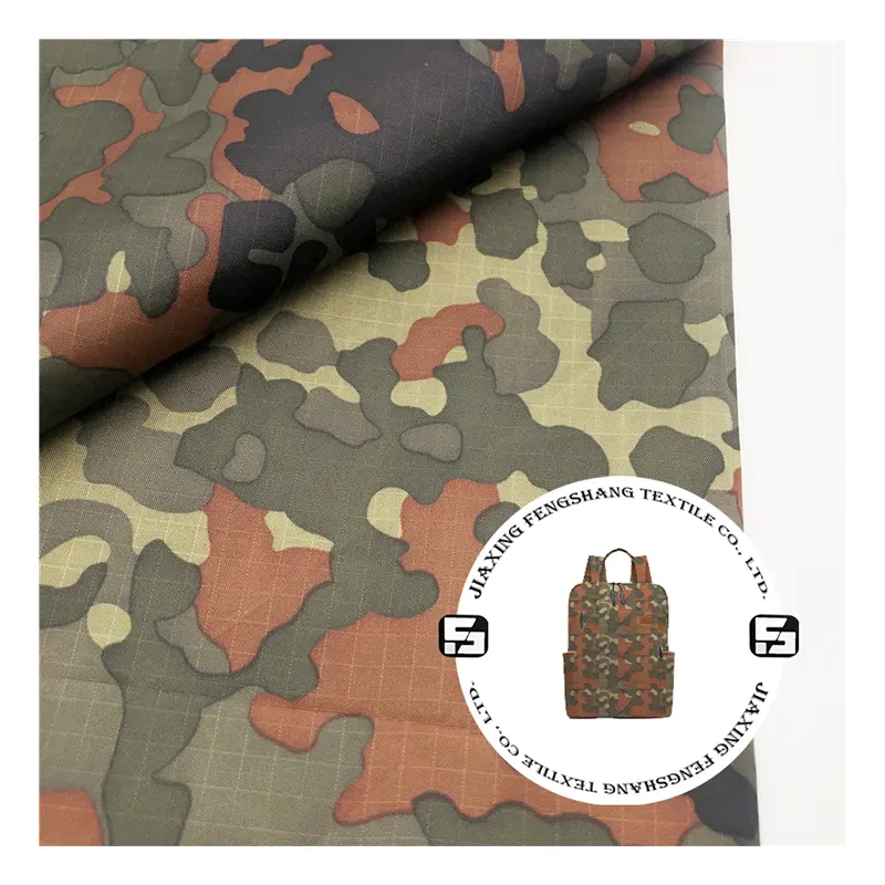 Tela de tafetán con estampado rippstop jiangsu, tejido textil y productos de cuero para chaqueta, 100% poliéster, 210t, 0,5