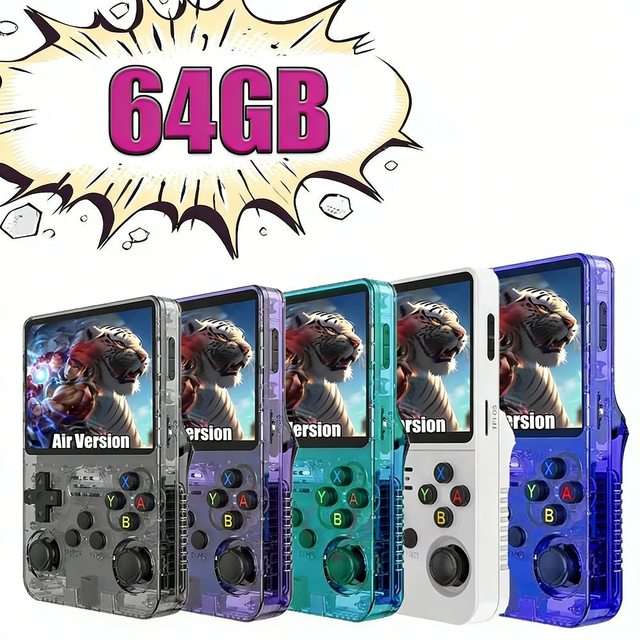 R36S Retro 3.5 Inch IPS Screen Handheld Game Console System 64GB 14000+ Games Pocket Video Player RGB20S