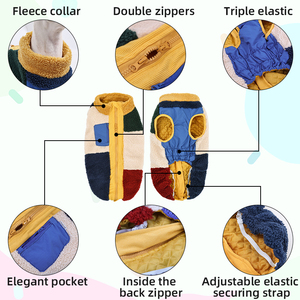 Accogliente giacca invernale per cani in pile antivento per animali domestici per il freddo tessuto stampato in lino-cotone per <span class=keywords><strong>abbigliamento</strong></span> canino - Product Image 2