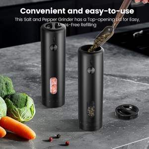 Moulin à sel et à poivre électrique rechargeable, mini moulin à épices portable, design réglable, en stock - Product Image 5