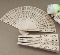 Éventail portable en bois de santal naturel, imprimé en typographie sur mesure, thème romantique rétro, logo personnalisé, Fujian