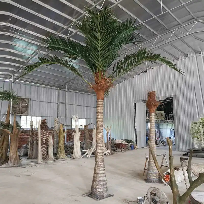 Palmier artificiel géant, vente en gros, feuilles en plastique, noix de coco, fournitures en plein air, chine