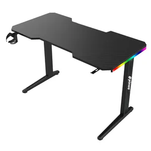 L Shaped Computer Racing Mesa Gamer Table Gaming Desk With LED Lights