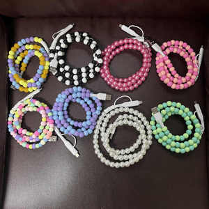 Chic kẹo kết hợp màu sắc cầu vồng đầy màu sắc Acrylic Đính cườm sạc cáp dữ liệu cho điện thoại - Product Image 1