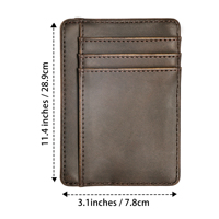 Dompet Tipis untuk Pria, Kantong Kartu Kulit Minimalis dengan 6 Slot Kartu dan 1 Slot Jendela Transparan - Warna Kopi