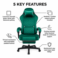Chaise de jeu ergonomique au design moderne, pivotante à 360 degrés, chaise de bureau de direction, hauteur réglable, velours, personnalisable en 3 étapes