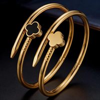 Pulsera de Trébol de Cuatro Hojas Negra Resoul, Acero Inoxidable y Titanio, Pulseras de Moda al por Mayor para Mujer