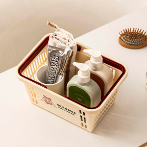 Nice & Mile Shower Basket Rectangle Lightweight Storage Basket For Bathroom With Red Blue Handle - Product Image 3