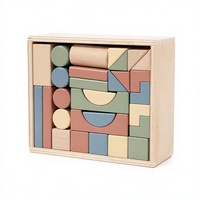 Juego de Bloques Geométricos de Madera Apilables con Caja de Almacenamiento, Juguete Educativo de Construcción para Niños