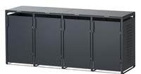 Poubelle extérieure moderne de luxe en métal, structure robuste, avec ressorts à gaz à fermeture douce, 132x80x116cm