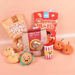 Paquete de Juguetes Divertidos para perros de comida rápida, juguete interactivo de peluche de diseñador para perros, rompecabezas para mascotas, juguetes para perros chirriantes - Product Image 1