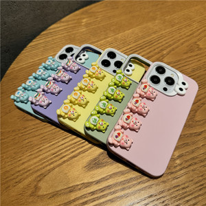 Nuova Cover per iPhone 16 15 17 Pro Max con Orsetto Arcobaleno 3D Cartone Animato, Guscio Opaco Antiurto, Custodia Posteriore - Product Image 2