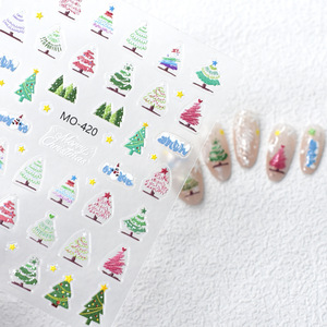 2025 offre spéciale nouveau rose noël flocons <span class=keywords><strong>de</strong></span> neige arcs cloches arbre Nail Art autocollant auto-adhésif Nail Art décalcomanies breloques pour ongles - Product Image 4