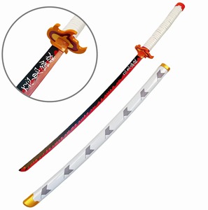 Épée <span class=keywords><strong>Katana</strong></span> de style japonais Tueur de démons Rengoku Kyoujurou Personnage d'anime Épée de jouet en bois véritable de samouraï - Product Image 2