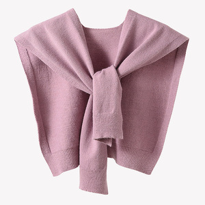 Sciarpa in <span class=keywords><strong>maglia</strong></span> di alta qualità da donna, indossabile come capo esterno estivo, stile coreano popolare online, con piccolo colletto cervicale, sottile e leggero per le <span class=keywords><strong>spalle</strong></span> - Product Image 4