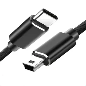 Newest Braided Mini 5 pin to USB- C Cable USB Mini OTG Cable