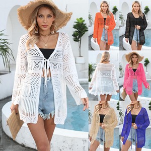 Usine Dames Crochet D'été Évider Tricot Plage Vacances Cardigan Plage Couverture Robe Kimono Tricoté Tops <span class=keywords><strong>Covring</strong></span> Chemise - Product Image 1