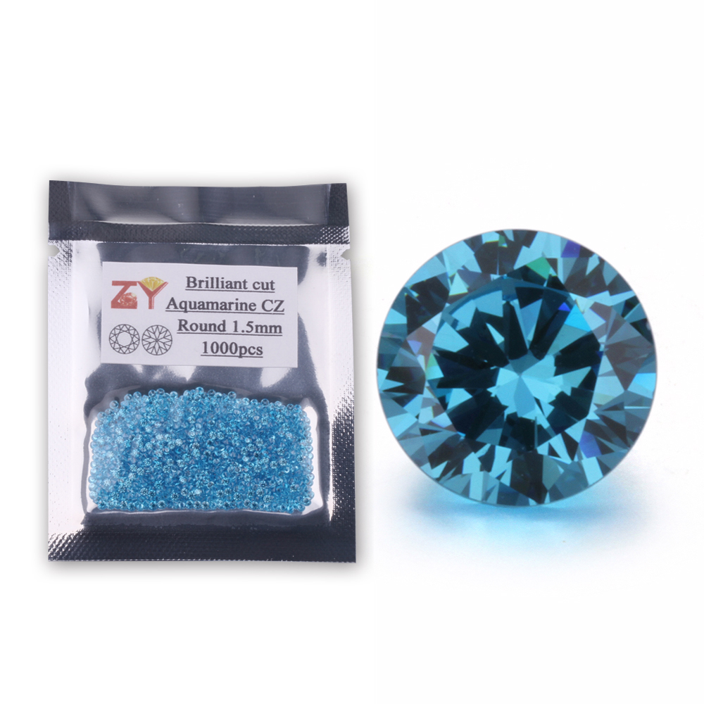 500pcs/Lot 1mm to 3mm Round Brilliant Cut Aquamarine Borland Tanzanite Coffee Green Synthetic CZ Stone Cubic Zirconia
