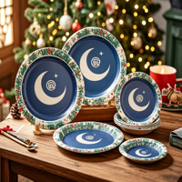 Assiettes en papier jetables classiques biodégradables et écologiques pour les fêtes, les événements, les célébrations, les services à emporter, la présentation des aliments