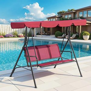 Chaise suspendue de patio extérieure pour 3 personnes, cadre en acier, sièges en Textilence, balançoire - Product Image 3
