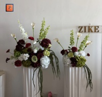 Arrangement de fleurs artificielles en urne, fausses roses blush et hortensias, centre de table pour mariage, décoration au sol pour cérémonie, fête, événement