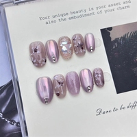 Nouveau produit lancé, Miroir Démon Vent Noir, Doré à la poudre, Noir-or Luxueux-élégant, Faux ongles press-on faits main