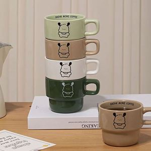 Colorful 15oz Breakfast Milk Tea Cup Bakery Gifts Stackable Ceramic Mugs with Custom logo - Product Image 5