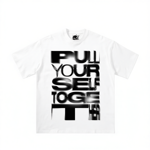 T-Shirt Oversize con Grafica Testo Distorto, Stile Streetwear Y2K, Manica Corta da Uomo, 100% Cotone Jersey, Collo Tondo, Stampa - Product Image 1