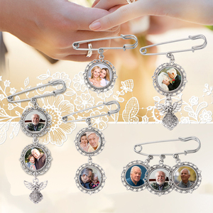 Süblimasyon Metal broş melek kanatları anıt fotoğraf Charm - Product Image 4
