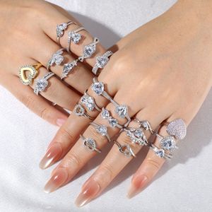 Fábrica de Joyería Personalizada, Anillos de Plata de Ley 925 con Baño de Rodio, con Circonita Cúbica en Forma de Corazón Romántico para Mujer, Joyería Fina - Product Image 4