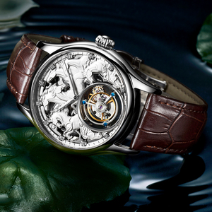 Drop Shipping Aesop 3D Horse Dial Real Tourbillon Men Watch Diamond <b>Scale</b> Skeleton Manual Movement <b>Mechanical</b> Sapphire Watches - Product Image 3