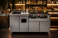 Barra de Bar Profesional de Acero Inoxidable con Doble Refrigeración, Estación de Trabajo Comercial para Bartender, Gabinete de Refrigeración Digital