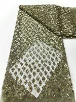 Tissu de dentelle perlée de luxe brodé de sequins, extensible, tissé, respirant, résistant à l'eau, style uni, tissu de mariée à sequins