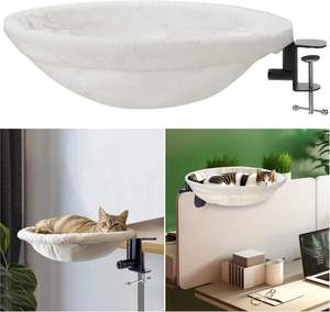 Hamac et lit de bureau réglables pour chat avec rembourrage en mousse à mémoire de forme, fausse fourrure, structure en acier, capacité de 50 lb, amovible et lavable pour petits animaux - Product Image 4