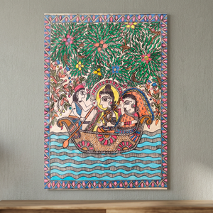 Art mural 3D inspiré du patrimoine, art populaire Madhubani, affiche en soie artisanale de qualité supérieure, peinture artisanale du Bihar pour la décoration intérieure 2500 - Product Image 1