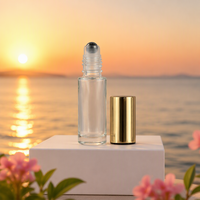 Flacon roll-on en verre transparent BLPM-4ML de couleur naturelle pour parfum et huile essentielle avec bouchon en aluminium doré ou argenté