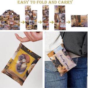 กระเป๋าหิ้วสะพายไหล่แบบพับได้ ขนาดใหญ่ ผลิตจากโพลีเอสเตอร์ สายเชือก  รักษ์โลก  ใส่โลโก้ได้  สำหรับซื้อของกลางแจ้ง ซูเปอร์มาร์เก็ต ของใช้ในบ้าน ท่องเที่ยว - Product Image 2