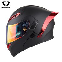 Casques de moto modulaires SOMAN SM955-S à visière relevable, logo personnalisé, double visière et spoiler arrière élargi, casques pour moto unisexes