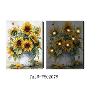 Quadro luminoso a LED con girasoli <span class=keywords><strong>di</strong></span> <span class=keywords><strong>Van</strong></span> <span class=keywords><strong>Gogh</strong></span>, stampa su tela personalizzata per decorare il soggiorno - Product Image 5