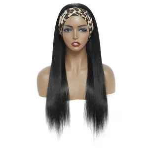 Brazilian Virgin Straight Human Hair Wigs with Bangs 130% Density None Lace Front Wig Glueless Wigs for Black Women