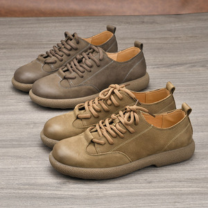 Chaussures bateau en cuir véritable pour hommes, à bout rond, à lacets, respirantes, avec semelle extérieure en caoutchouc et semelle intermédiaire en EVA, motif uni, pour un usage décontracté estival - Product Image 2